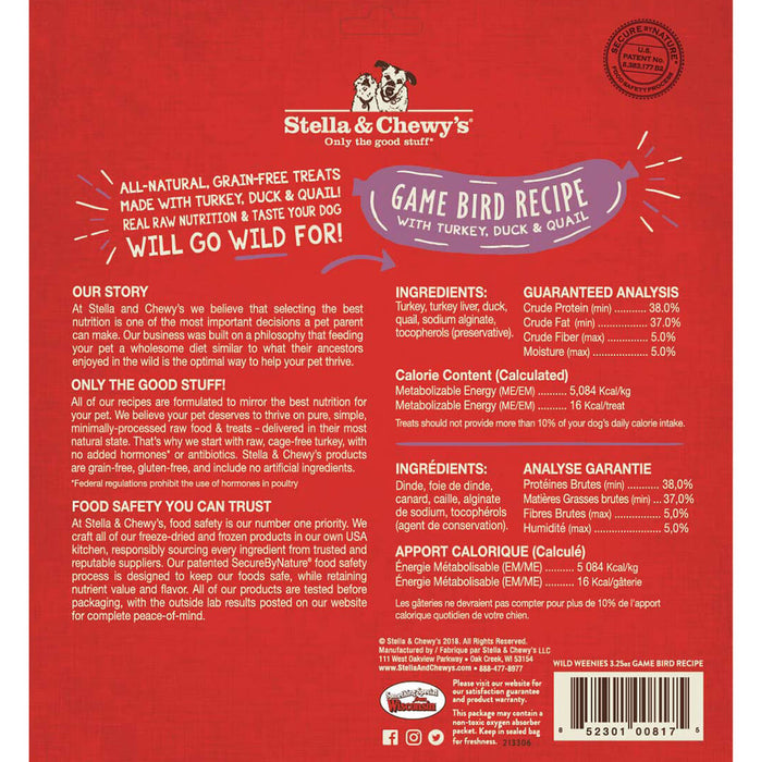 Stella & Chewy's Wild Weenies Game Bird Recipe 3.25 oz.