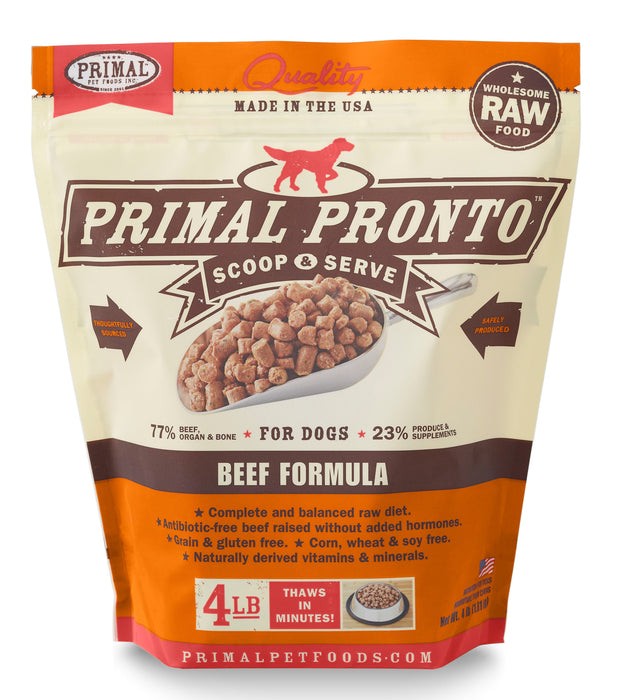 Primal Pronto Beef Formula Dog Food 4 lb. (Frozen)