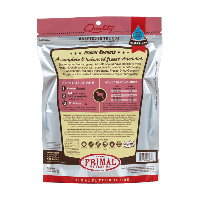Primal Freeze-Dried Nuggets Turkey & Sardine Formula Dog Food