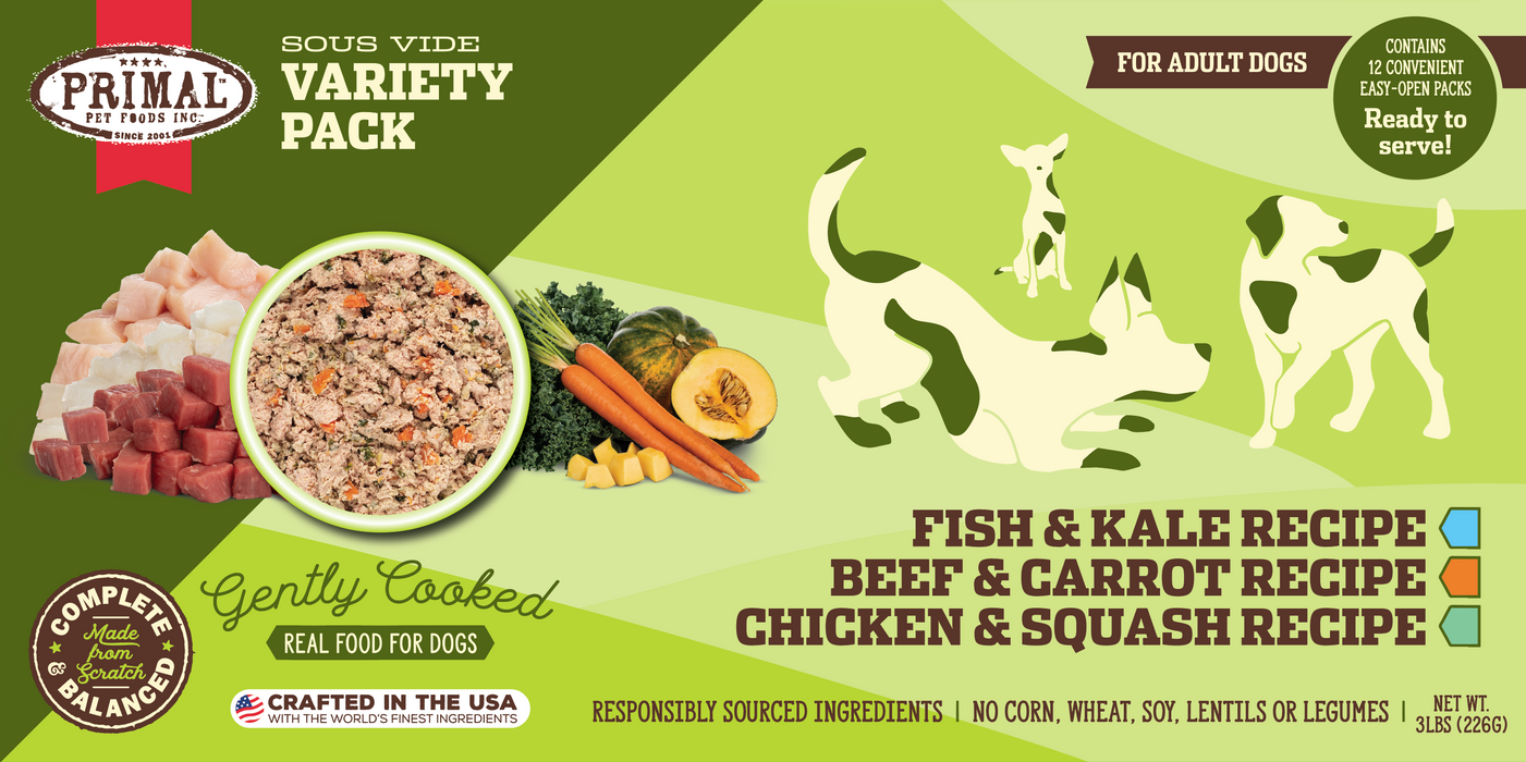 Primal Gently Cooked Variety Pack Dog Food 3 lb. (Frozen)