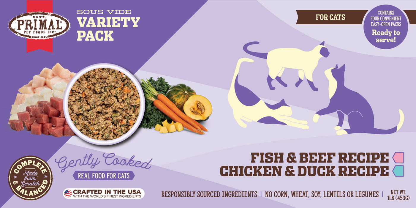 Primal Gently Cooked Variety Pack Cat Food 1 lb. (Frozen)
