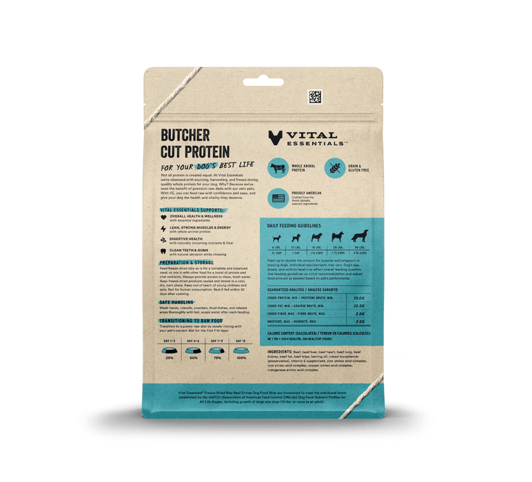 Vital Essentials Freeze-Dried Raw Beef Nibs Dog Food 14 oz.