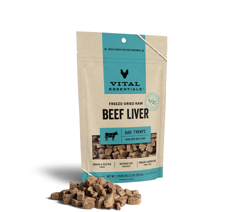 Vital Essentials Freeze-Dried Beef Liver Dog Treats 2.1 oz.