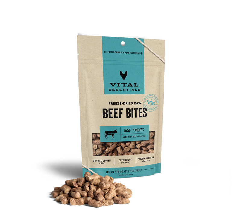Vital Essentials Freeze-Dried Beef Bites Dog Treats