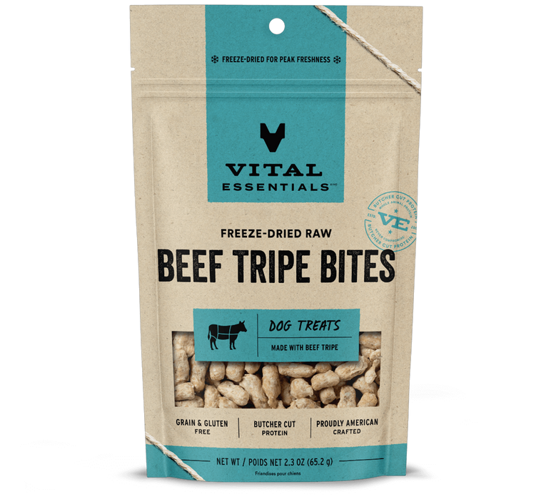 Vital Essentials Freeze-Dried Beef Tripe Bites Dog Treats 2.3 oz.