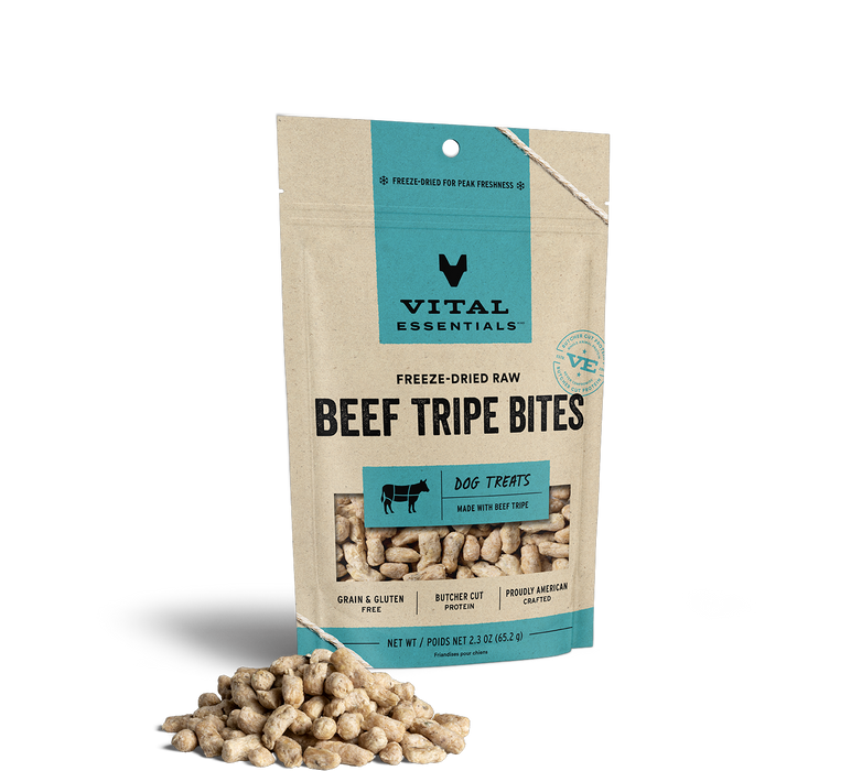 Vital Essentials Freeze-Dried Beef Tripe Bites Dog Treats 2.3 oz.