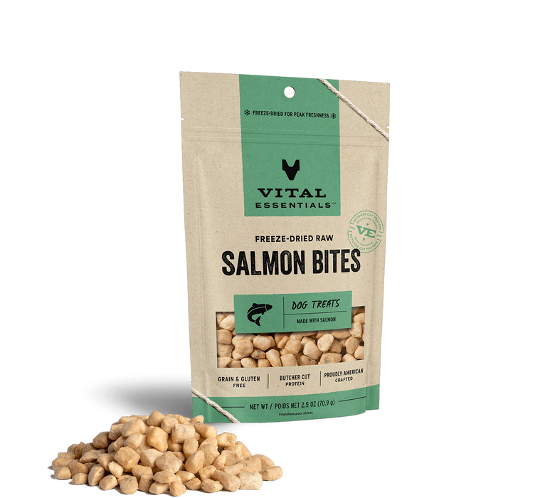 Vital Essentials Freeze-Dried Salmon Bites Dog Treats 2.5 oz.