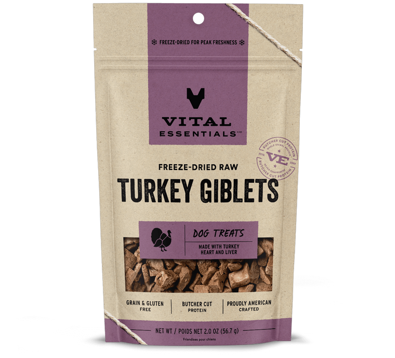 Vital Essentials Freeze-Dried Turkey Giblets Dog Treats 2 oz.