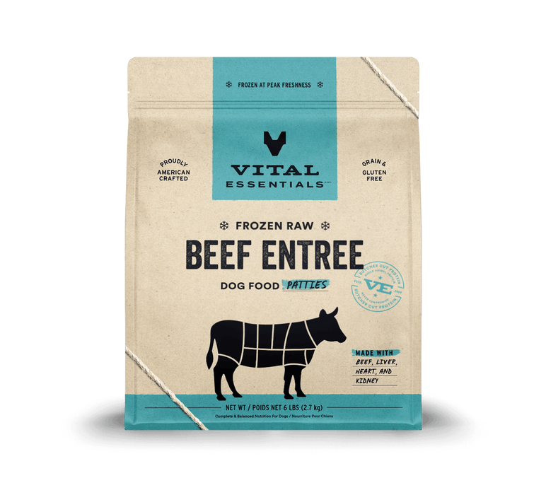 Vital Essentials Frozen Raw Beef Entree Dog Food Patties 6 lbs. (Frozen)