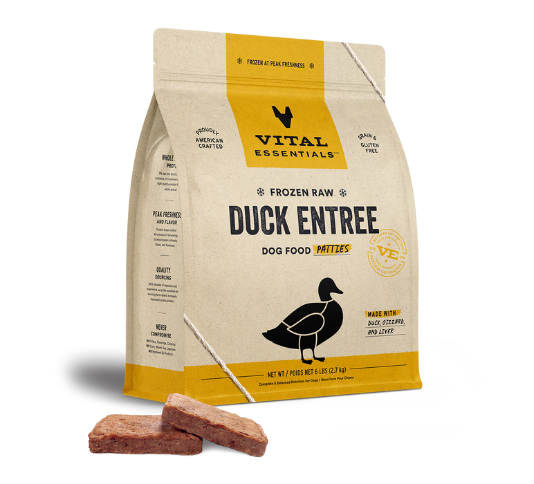 Vital Essentials Frozen Raw Duck Entree Dog Food Patties 6 lbs. (Frozen)