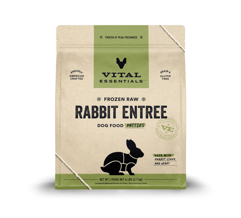 Vital Essentials Frozen Raw Rabbit Entree Dog Food Patties 6 lbs. (Frozen)