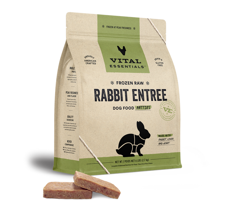 Vital Essentials Frozen Raw Rabbit Entree Dog Food Patties 6 lbs. (Frozen)