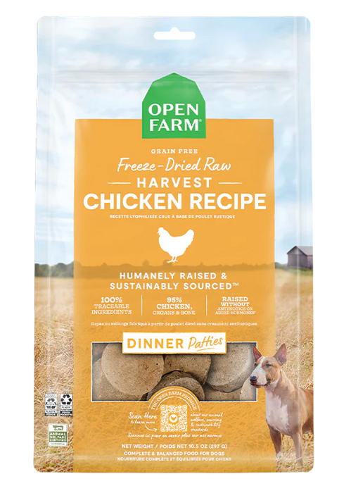 Open Farm Freeze-Dried Raw Dinner Patties Chicken Recipe For Dogs