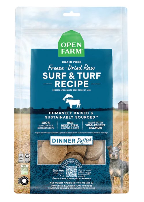 Open Farm Freeze-Dried Raw Dinner Patties Surf & Turf Recipe For Dogs