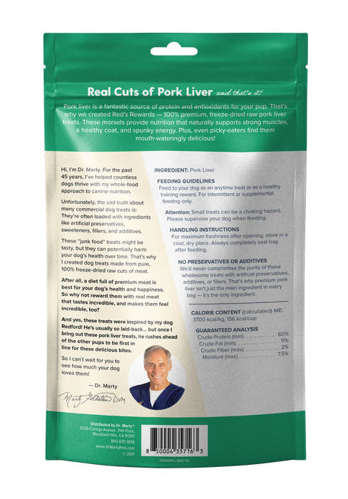 Dr. Marty Red's Rewards Pork Liver Dog Treats