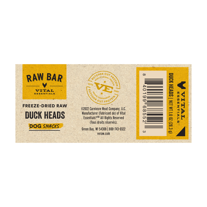 Vital Essentials Raw Bar Freeze-Dried Duck Heads