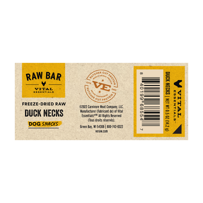 Vital Essentials Raw Bar Freeze-Dried Duck Necks