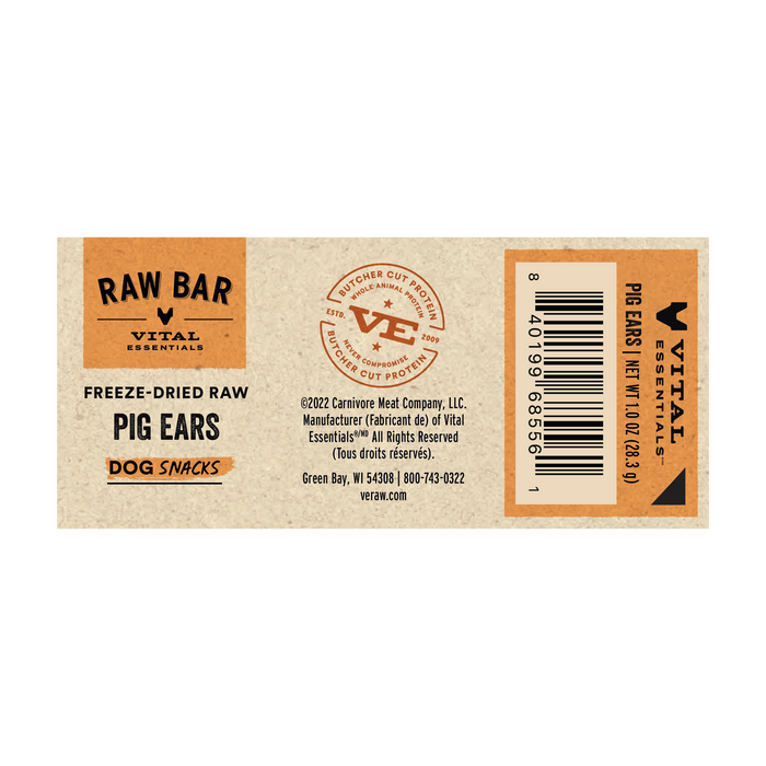 Vital Essentials Raw Bar Freeze-Dried Pig Ears