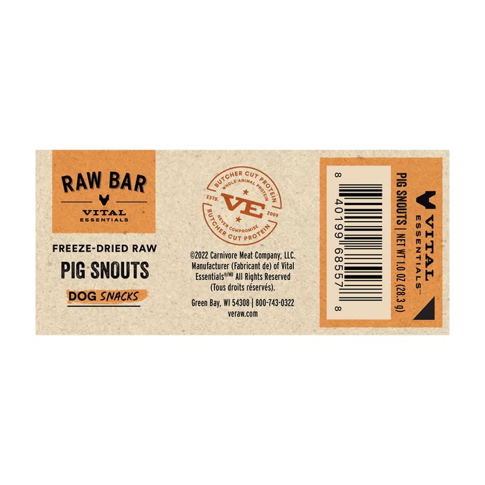 Vital Essentials Raw Bar Freeze-Dried Pig Snouts