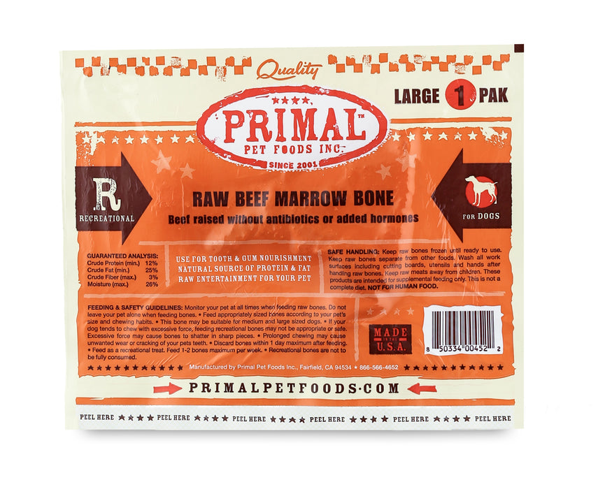 Primal Raw Beef Marrow Bone Large (Frozen)