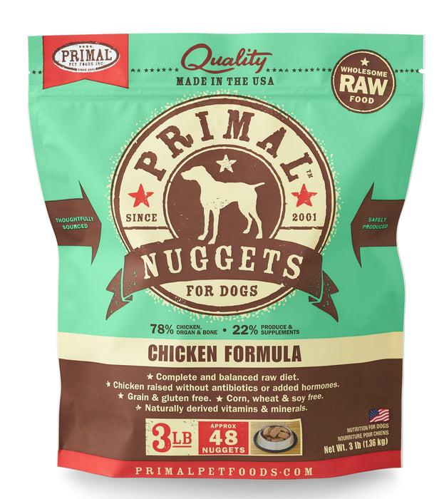 Primal Nuggets Chicken Formula Dog Food 3 lb. (Frozen)