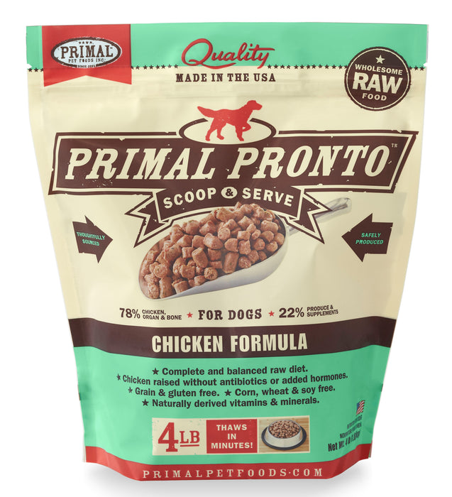 Primal Pronto Chicken Formula Dog Food 4 lb. (Frozen)