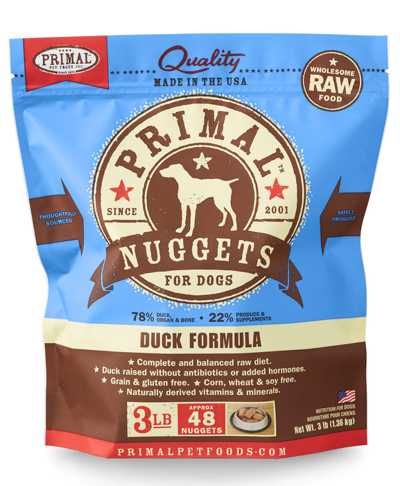 Primal Nuggets Duck Formula Dog Food 3 lb. (Frozen)