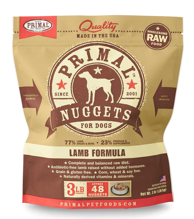 Primal Nuggets Lamb Formula Dog Food 3 lb. (Frozen)