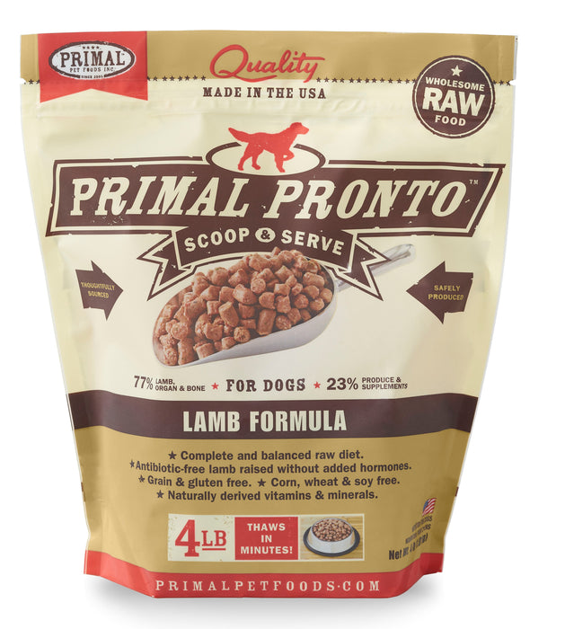 Primal Pronto Lamb Formula Dog Food 4 lb. (Frozen)