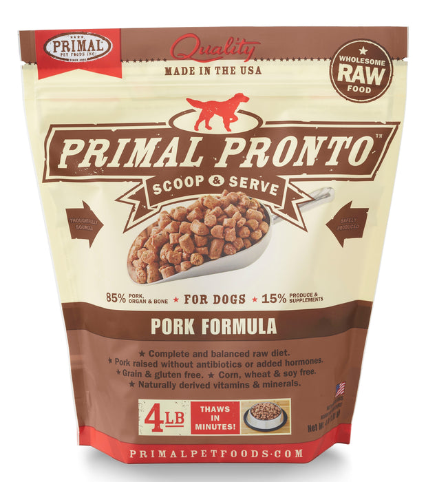 Primal Pronto Pork Formula Dog Food 4 lb. (Frozen)
