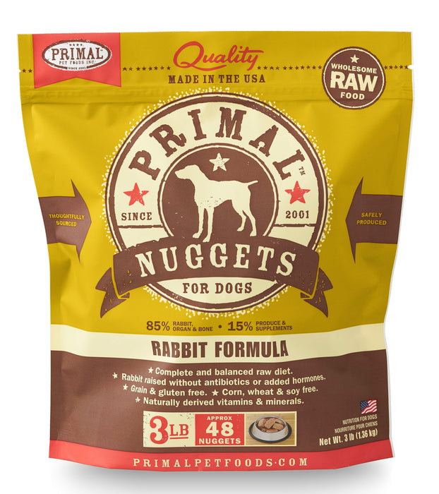 Primal Nuggets Rabbit Formula Dog Food 3 lb. (Frozen)