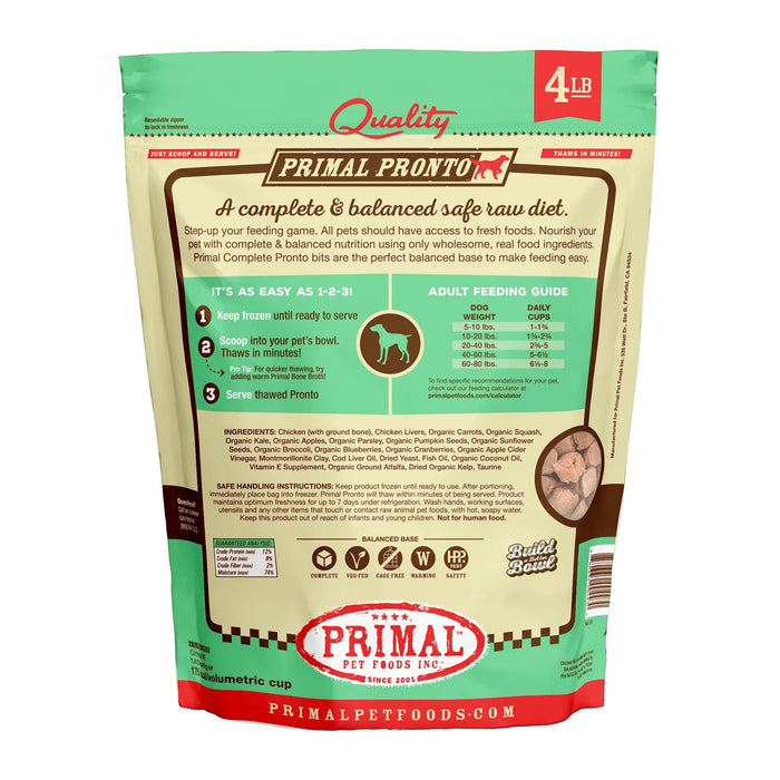 Primal Pronto Chicken Formula Dog Food 4 lb. (Frozen)