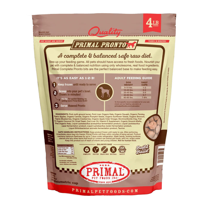 Primal Pronto Pork Formula Dog Food 4 lb. (Frozen)