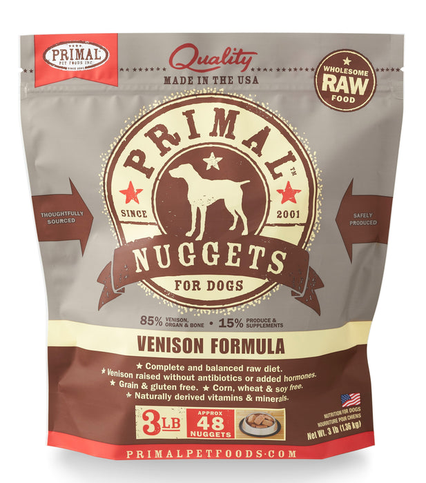 Primal Nuggets Venison Formula Dog Food 3 lb. (Frozen)