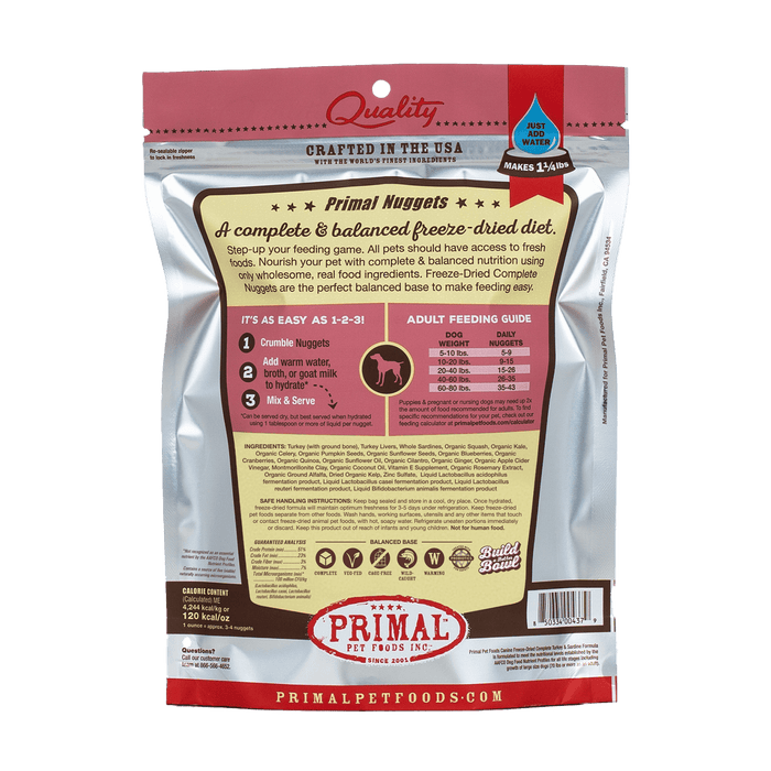 Primal Freeze-Dried Nuggets Turkey & Sardine Formula Dog Food