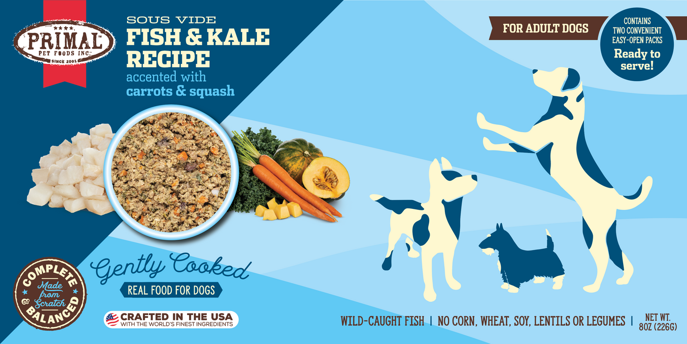 Primal Gently Cooked Fish & Kale Recipe Dog Food 8 oz. (Frozen)