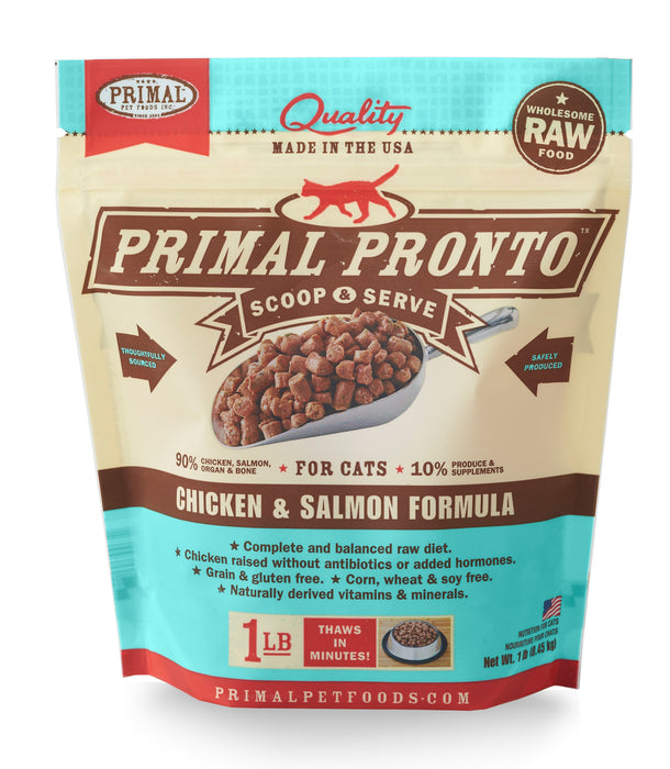 Primal Pronto Chicken & Salmon Formula Cat Food 1 lb. (Frozen)