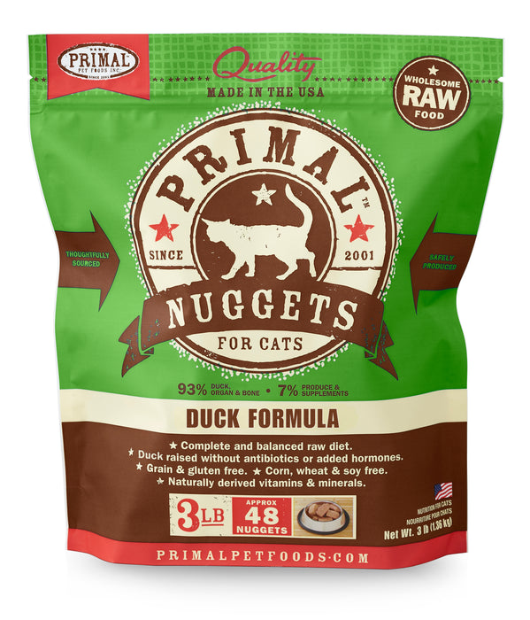 Primal Nuggets Duck Formula Cat Food 3 lb. (Frozen)