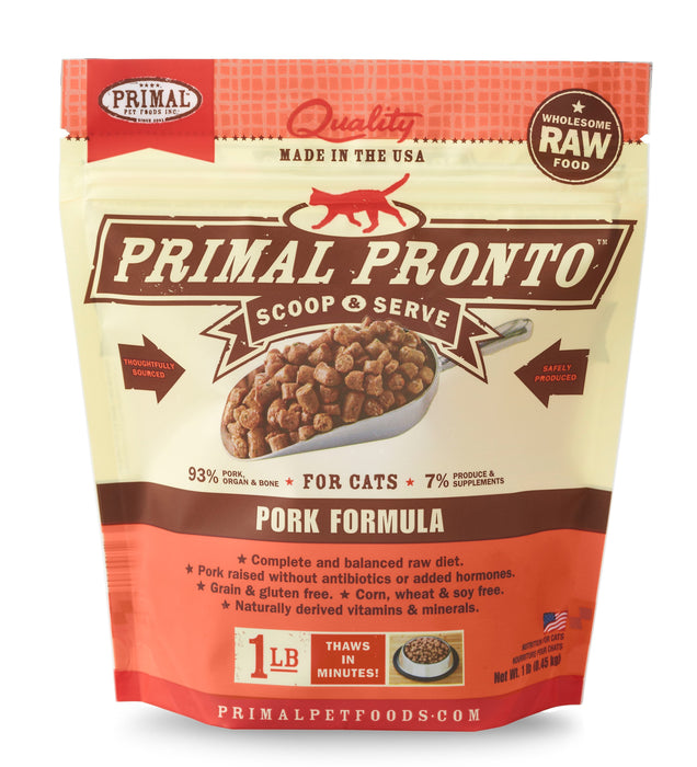 Primal Pronto Pork Formula Cat Food 1 lb. (Frozen)