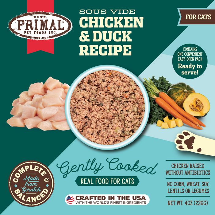 Primal Gently Cooked Chicken & Duck Recipe Cat Food 4 oz. (Frozen)