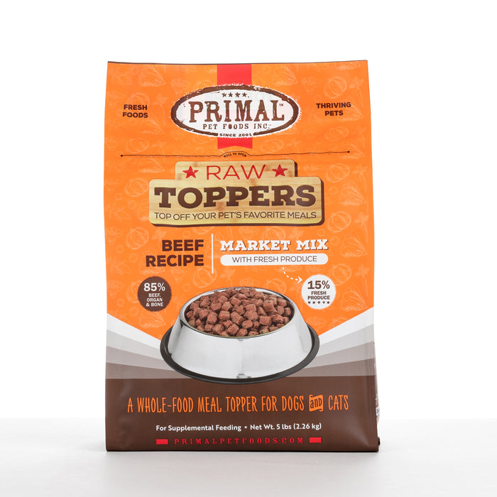Primal Raw Toppers Market Mix Beef Recipe 5 lb. (Frozen)