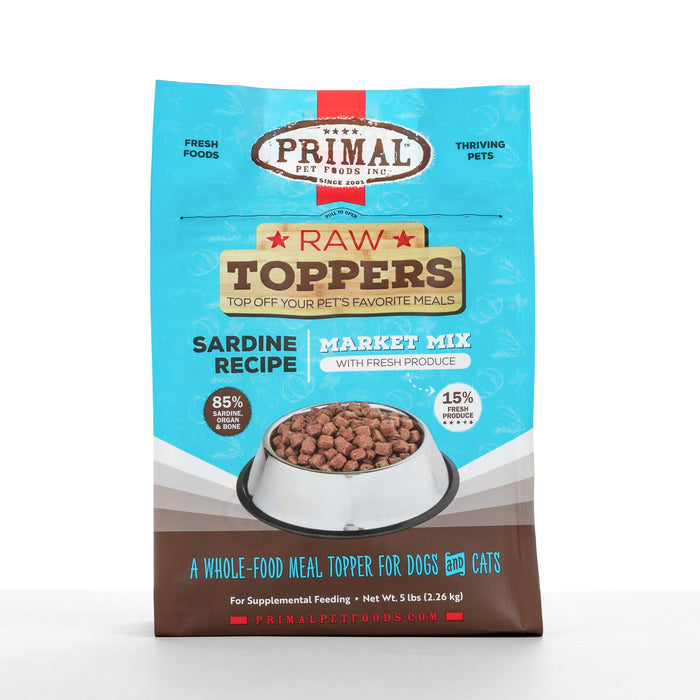 Primal Raw Toppers Market Mix Sardine Recipe 5 lb. (Frozen)