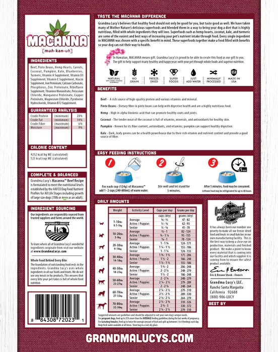 Grandma Lucy's Macanna Beef Dog Food