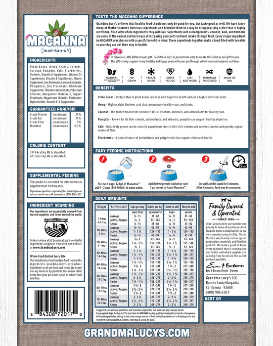 Grandma Lucy's Macanna Pre-Mix 3 lb. Dog Food