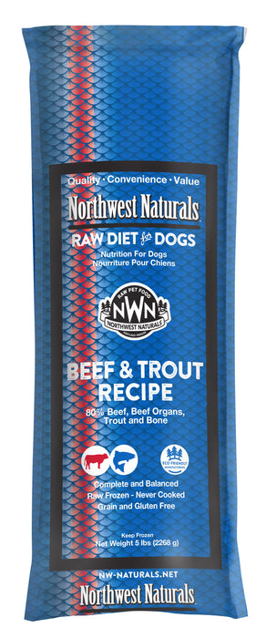 Northwest Naturals Raw Beef & Trout Chub 5 lb. (Frozen)