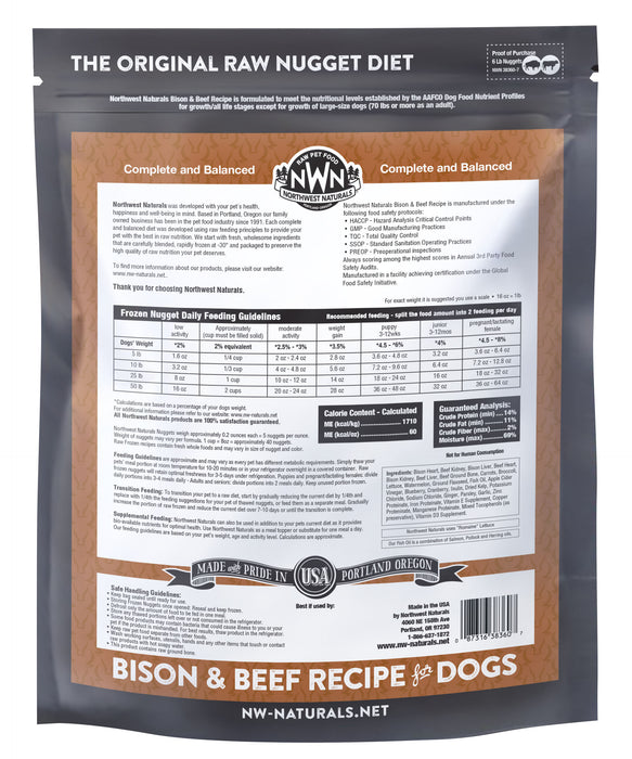 Northwest Naturals Raw Bison & Beef Nuggets 6 lb. (Frozen)