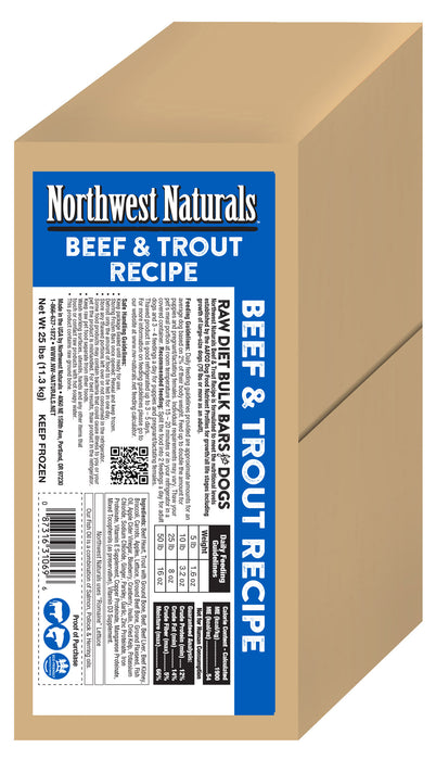 Northwest Naturals Raw Beef & Trout Bulk Dinner Bars 25 lb. (Frozen)