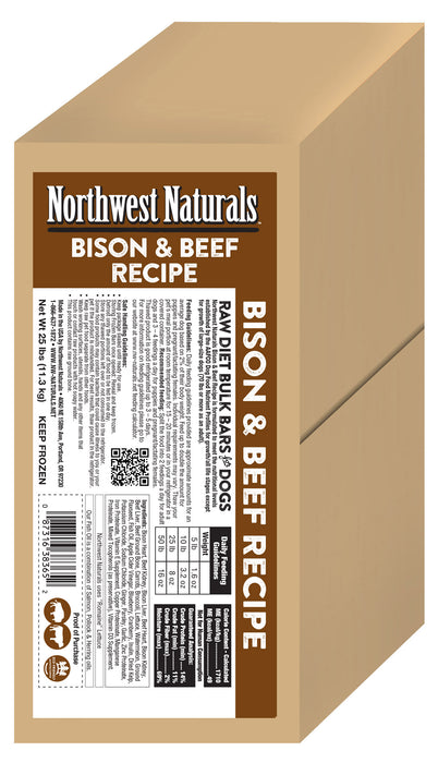 Northwest Naturals Raw Beef & Bison Bulk Dinner Bars 25 lb. (Frozen)