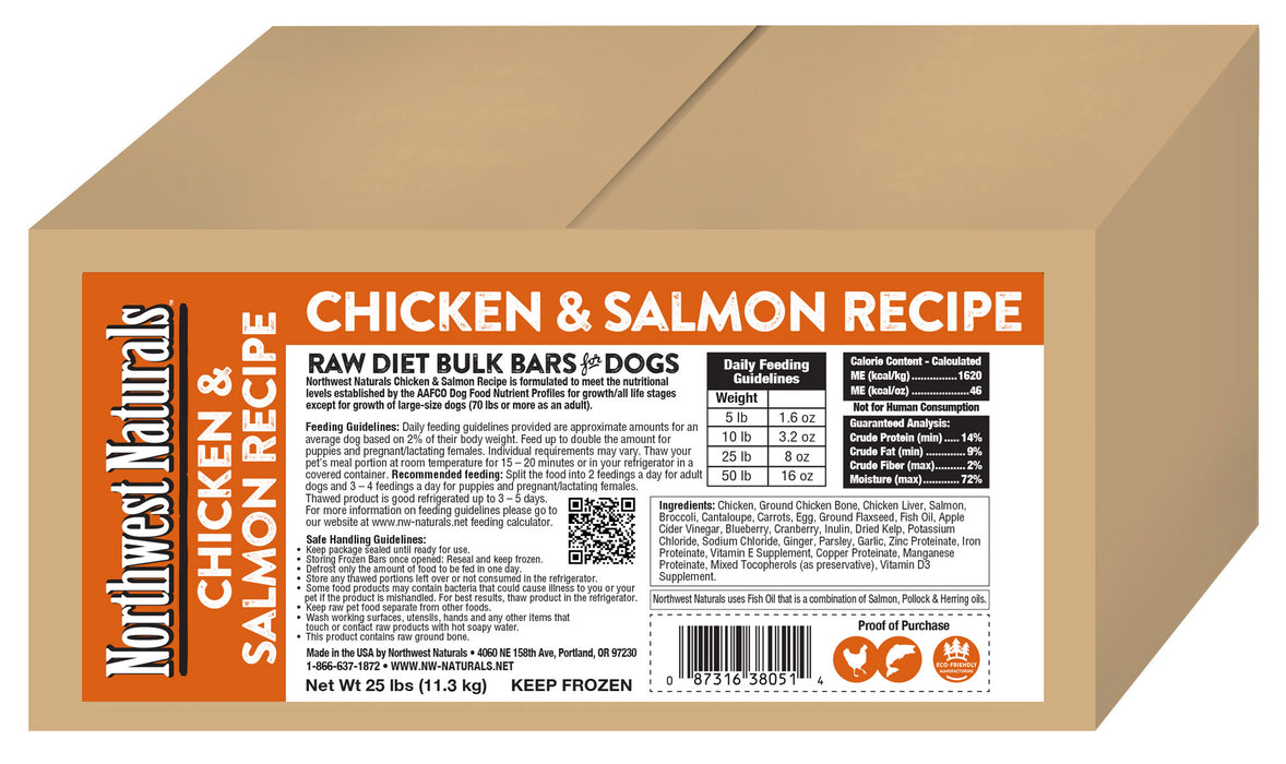 Northwest Naturals Raw Chicken & Salmon Bulk Dinner Bars 25 lb. (Frozen)