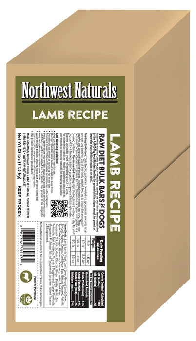 Northwest Naturals Raw Lamb Bulk Dinner Bars 25 lb. (Frozen)